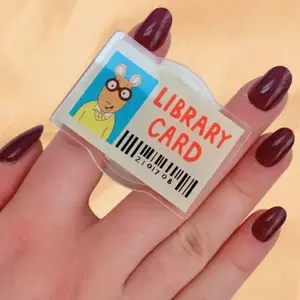Combo Library Card Phone Grip, Arthur Library Card Phone Grip, Arthur Inspired Bookish Kindle Holder, Kindle Phone Holder Grip, Gift for Readers