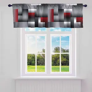 Feelyou Modern Abstract Geometric Kitchen Curtain Valances - Red, Gray, Black Colors, Square and Rectangle Shapes, Kitchen Curtains