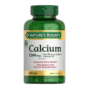 Nature's Bounty Calcium 1200 mg with 1000 IU Vitamin D3 - Bone Health Softgels, Calcium and Vitamin D Supplement, Gluten Free, 2 Softgels per Day, 120 ct (Pack of 1)
