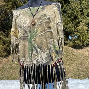 Camouflage Distressed Fringe Tee Large