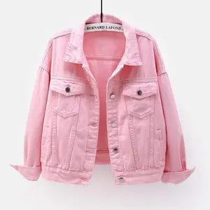 Spring & Autumn Plus Size Denim Jacket |       Oversized Boyfriend Fit with Colorful Accents |       Women's Long Sleeve Casual Coat for Campus Style Womenswear