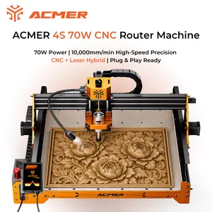 ACMER Ascarva 4S-70W CNC Router Machine | 500W Spindle + Laser Module | 70W Power High-Speed 10,000mm/min | 3.5” Touch Screen | 8-Wheel Stable Structure | Plug & Play Hybrid System
