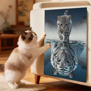 Self Adhesive Cat Scratching Mat for Indoor Use, Durable Cat Scratch Pad for Wall Sofa Furniture Protection, Cat Claw Grinding Board, Interactive Cat Climbing Mat and Cat Scratching Post Cover