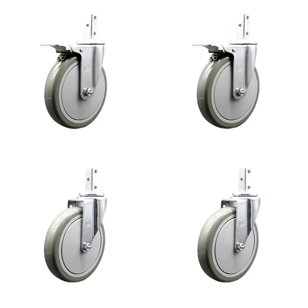212 MAIN Swivel Square Stem Furniture Moving Wheel Caster Set of 4 - 6x1.25 in. Gray Polyurethane Wheels, 0.87x2 in. Square Stem (Service Caster SCC-SQTTL20S614-PPUB-GRY-78-2-S-2), Swivel Wheels