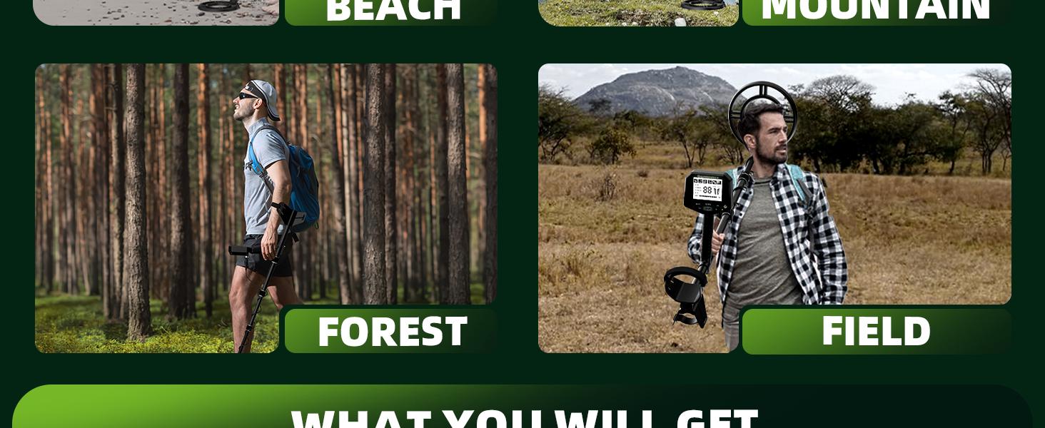 Professional Handheld Metal Detector with 10in Disc Coil, Rechargeable IP68 Waterproof Pinpointer, Advanced DSP Chip, Higher Accuracy Gold Prospecting Tool for Adults, Backlit LCD, Beach Use, Comfortable for Travel & Camping, Green Professional Handheld Metal Detector with 10in Disc Coil, Rechargeable IP68 Waterproof Pinpointer, Advanced DSP Chip, Higher Accuracy Gold Prospecting Tool for Adults, Backlit LCD, Beach Use, Comfortable for Travel & Camping, Green