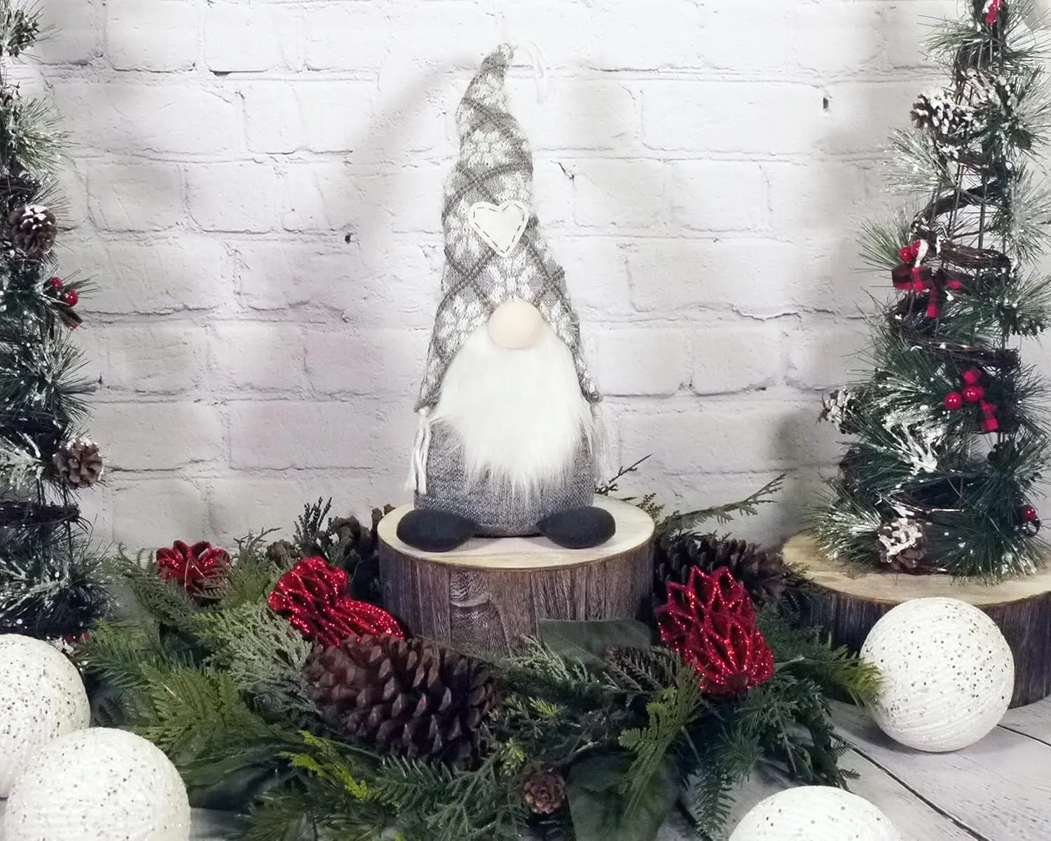 Admired By Nature, ABN5D103-GY 17 inch, Christmas Gnomes Plush, Home Décor, Grey