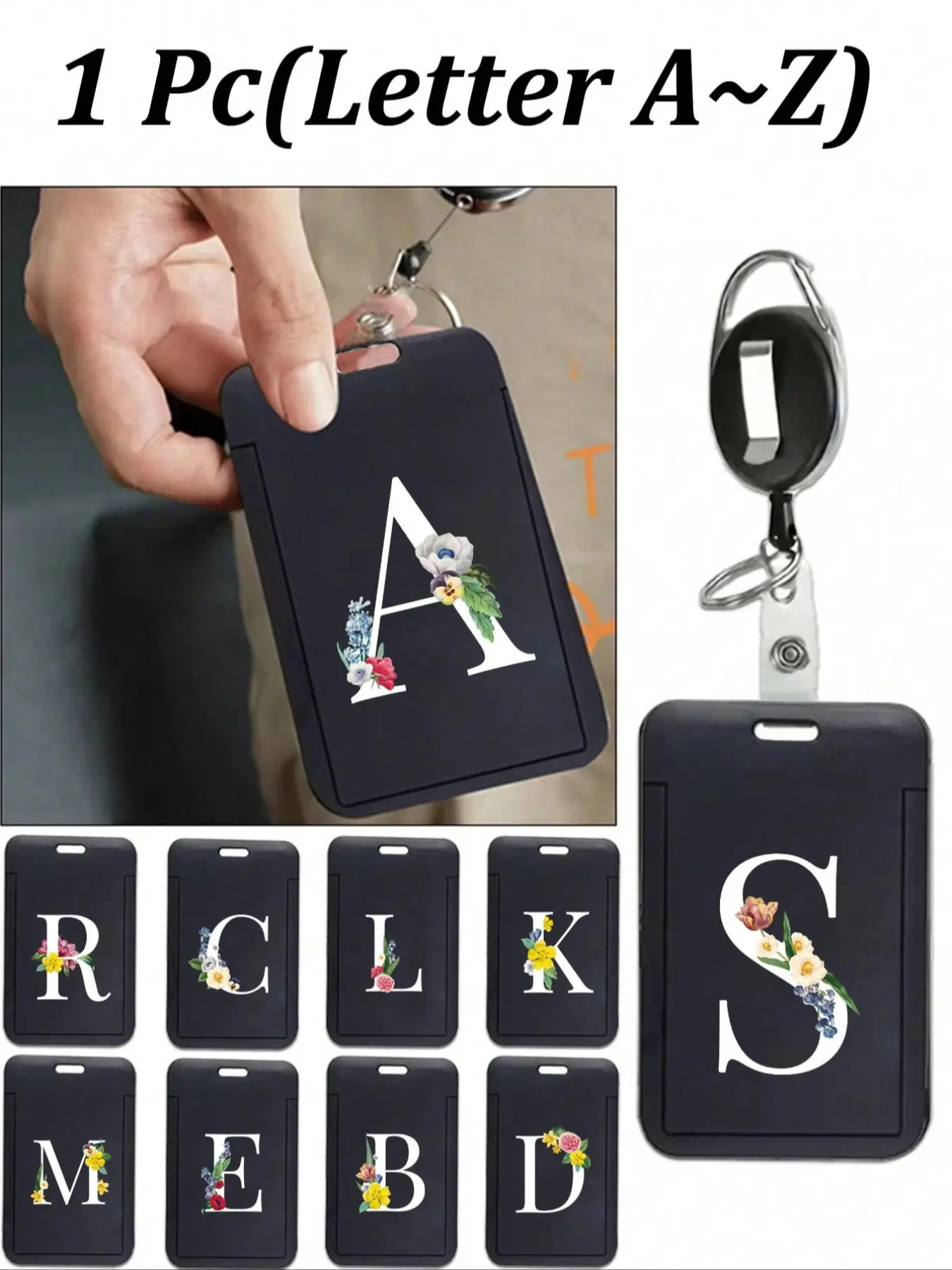 Black ID card holder with retractable roll clip, anti-theft card holder, black thumb slot hard plastic card holder, waterproof medical card/social security card protective sleeve, bus card holder, Social Security Card Protector, Retractable Badge Holder