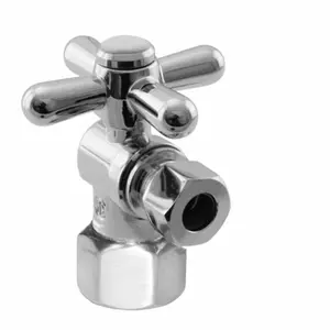 Westbrass  1-4-Turn Angle Stop - .5 in. IPS Inlet and Cross Handle - Polished Chrome
