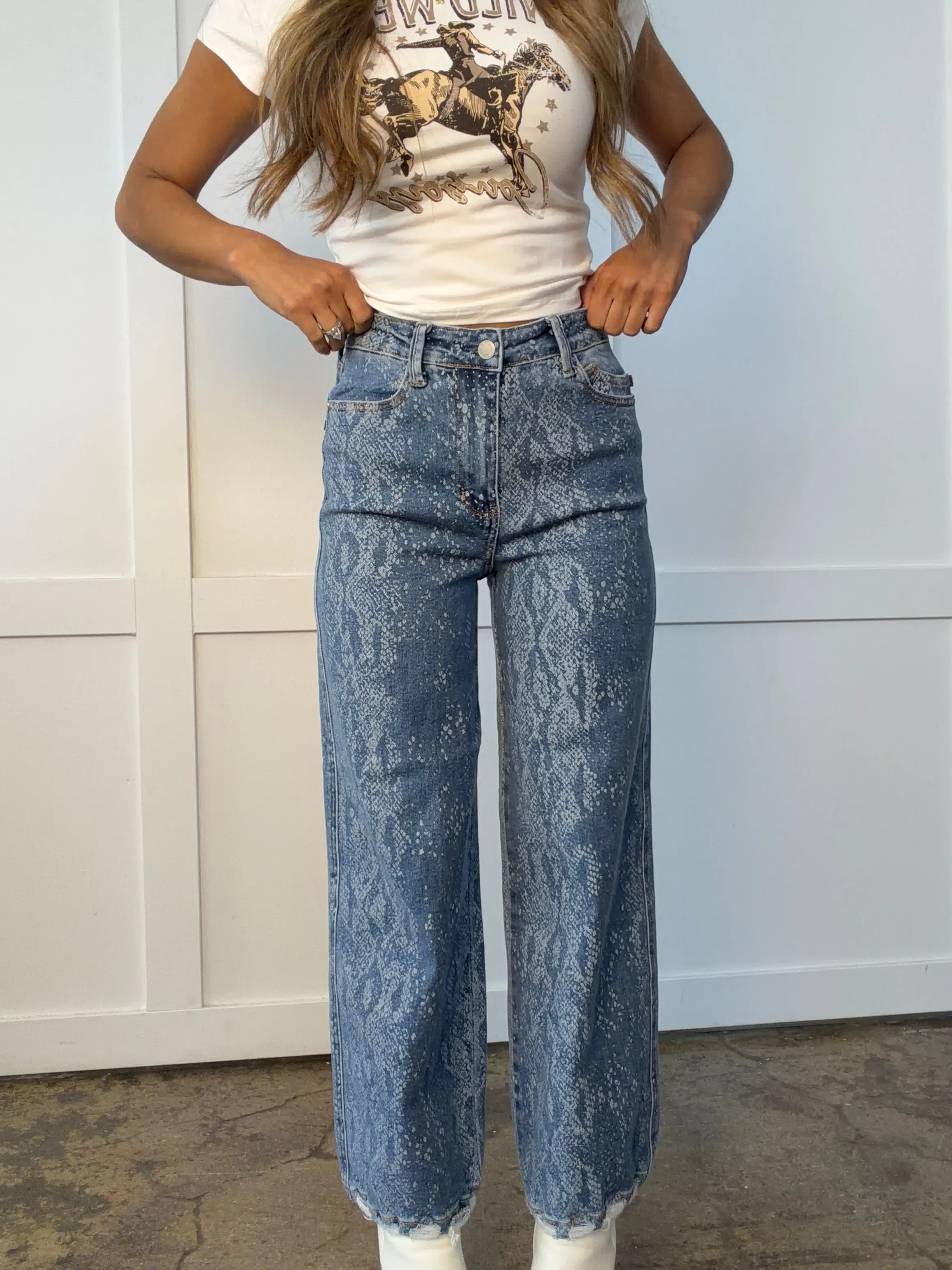 Sasha Snake Print Straight Leg Jeans