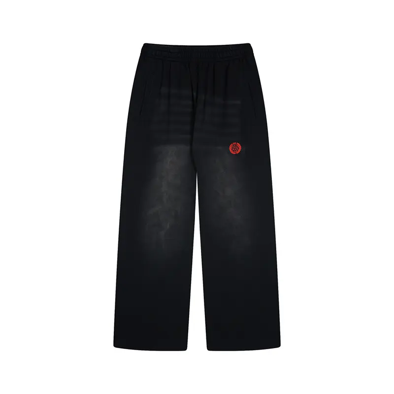 Parisian-Style Wheat Red Label Washed Sweatpants, 450g Heavyweight Fall Streetwear Unisex Casual Pants