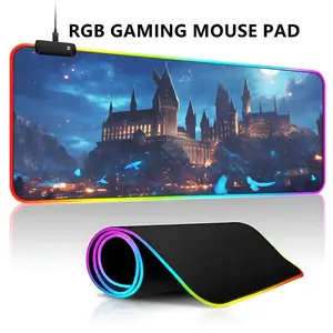Art Potters Wand Harries Black Mouse Pad RGB LED Light Gaming Mousepad Waterproof Large Gamer Mouse Carpet Big Mause Keyboard Pad PC Desk Play Mat with Backlit