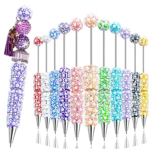 8pcs Full Drill Pearl Bead Pen Set, Pearl Flower Metallic Pens, Handwriting Tools, Creative Writing Instruments, Home Office Signing Pens