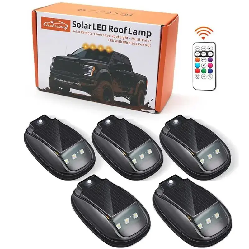 Solar Car Roof Mount RGB Strobe Indicator Light - Cars/Motorcycles Exterior Warning Light with Dynamic Colors, Strobe Effect, Visibility Aid