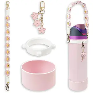 Boot Set for  Water Bottle 24 oz, 32 oz, 40 oz - Includes Anti-Slip Sleeve & Water Bottle Handle Strap,   Accessories, Fits  Tumbler,  FreeSip,  Candy Coated