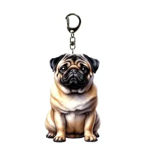 Fashion Acrylic Pug Keychain-Men's Cool Fashion Accessories