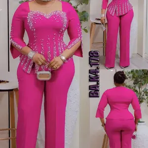 Luxurious Peals Women's Wear for Events BA.K4.178 Fuchsia Sequin Top & Pants Set