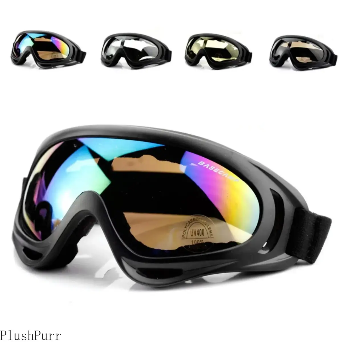 Men's X400 Tactical Windproof Sports Goggles - Helmet-Fitting Impact-Resistant PC Lenses, 250 Pa, Advanced Headband, Lightweight & Durable, Brown/Yellow/Transparent Lenses, Ventilation System, 250 Pairs Box, Bag Accessory for Skiing tiktokshopbacktoschool