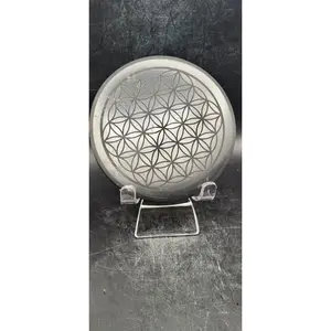 Shungite Flower of life charging plate! 3.75 inches, 6 ounces!