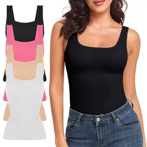 Compression Tops Women's Tummy Control Shapewear Tank Tops Square Neck Body Shaper Camisole Cami Tops Sleeveless Tank Top Basic  T Shirts Womenswear