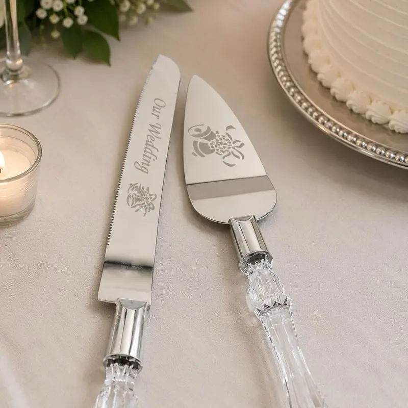 Wedding cake knife and server, cake cutting set