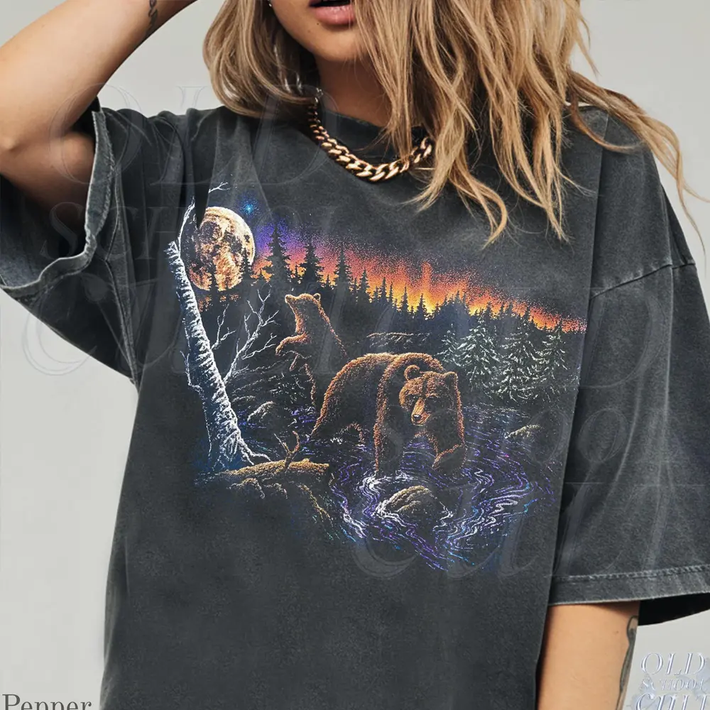 Vintage Bear Graphic T-Shirt, Wilderness Wildlife Nature Tee, Comfort Colors Pepper Shirt, Vintage Outdoor Adventure Camping Hiking Gift