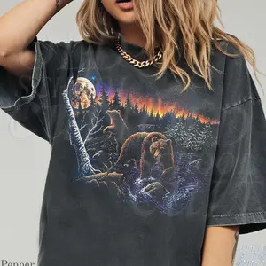 Vintage Bear Graphic T-Shirt, Wilderness Wildlife Nature Tee, Comfort Colors Pepper Shirt, Vintage Outdoor Adventure Camping Hiking Gift
