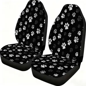 2-piece cute paw print car seat covers suitable for front seats. With a high backrest design. Made of high-quality materials. Compatible with cars/SUVs/trucks. Women's car accessories. Christmas Eve scare/ Halloween theme. Car Seat Cushion