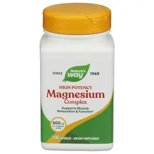 Nature's Way Magnesium Complex 100 Capsules High Potency Essential Mineral Blend for Muscle Relaxation Bone Health & Energy Support - Dietary, Healthcare