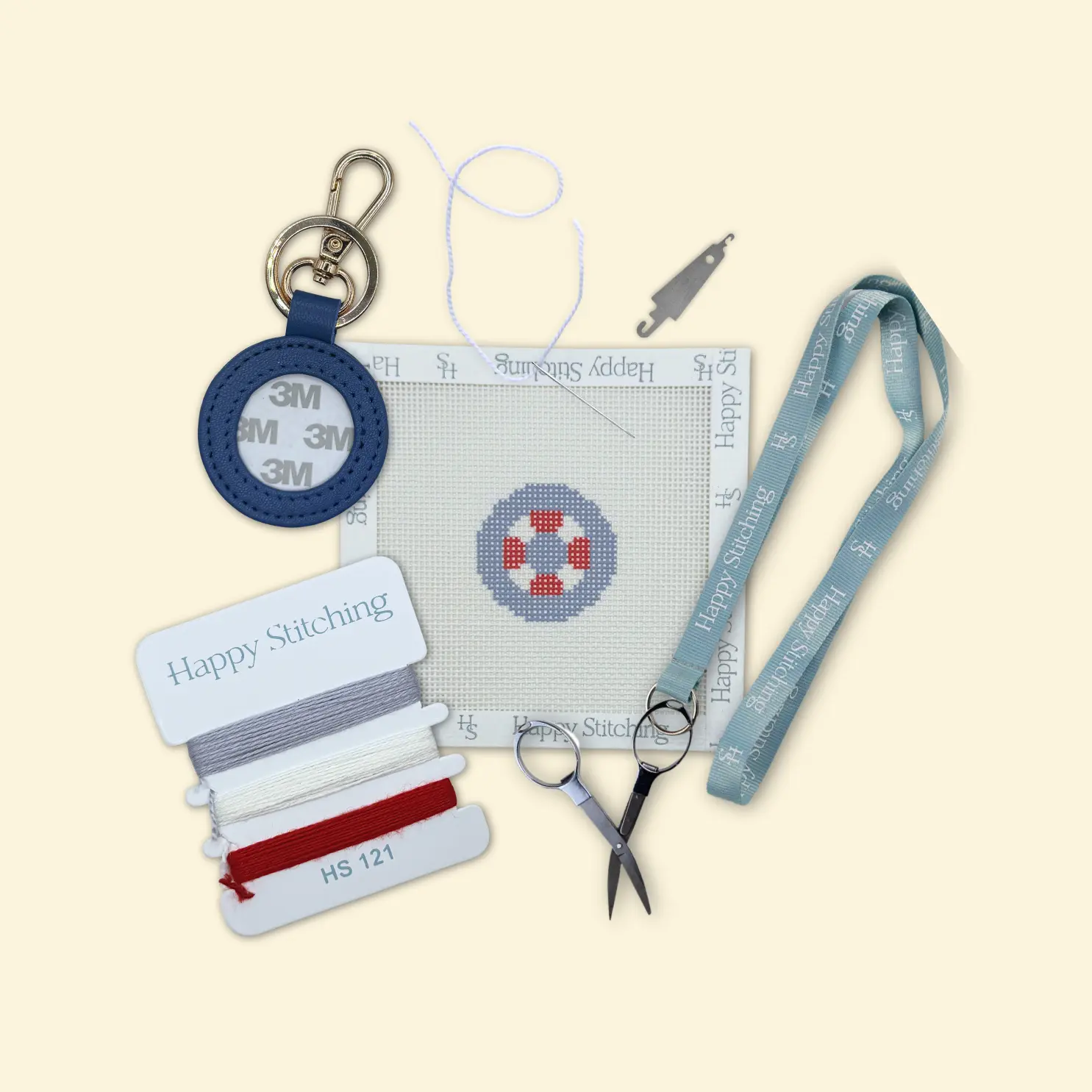 Happy Stitching - Buoy Oh Buoy Needlepoint Key Fob Kit - Self Finishing Needlepoint Kit