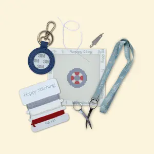 Happy Stitching - Buoy Oh Buoy Needlepoint Key Fob Kit - Self Finishing Needlepoint Kit