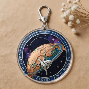 7 Styles Space Mission Acrylic Keychain, Wiseman, Glover, Koch, Hansen Crew Astronaut Photo Bag Charms Gifts