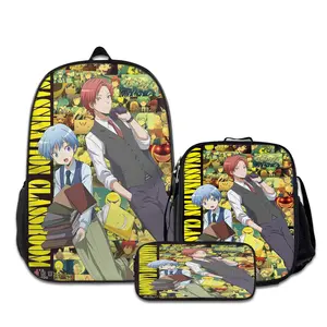 3PCS Assassination-Classroom--Backpacks for Girls Set, Cute School Backpack for Girls Boys with Lunch Box and Pencil Case, Aesthetic Bookbag for Teens, Lightweight Classic Backpack for Travel, Work, Picnic A-7