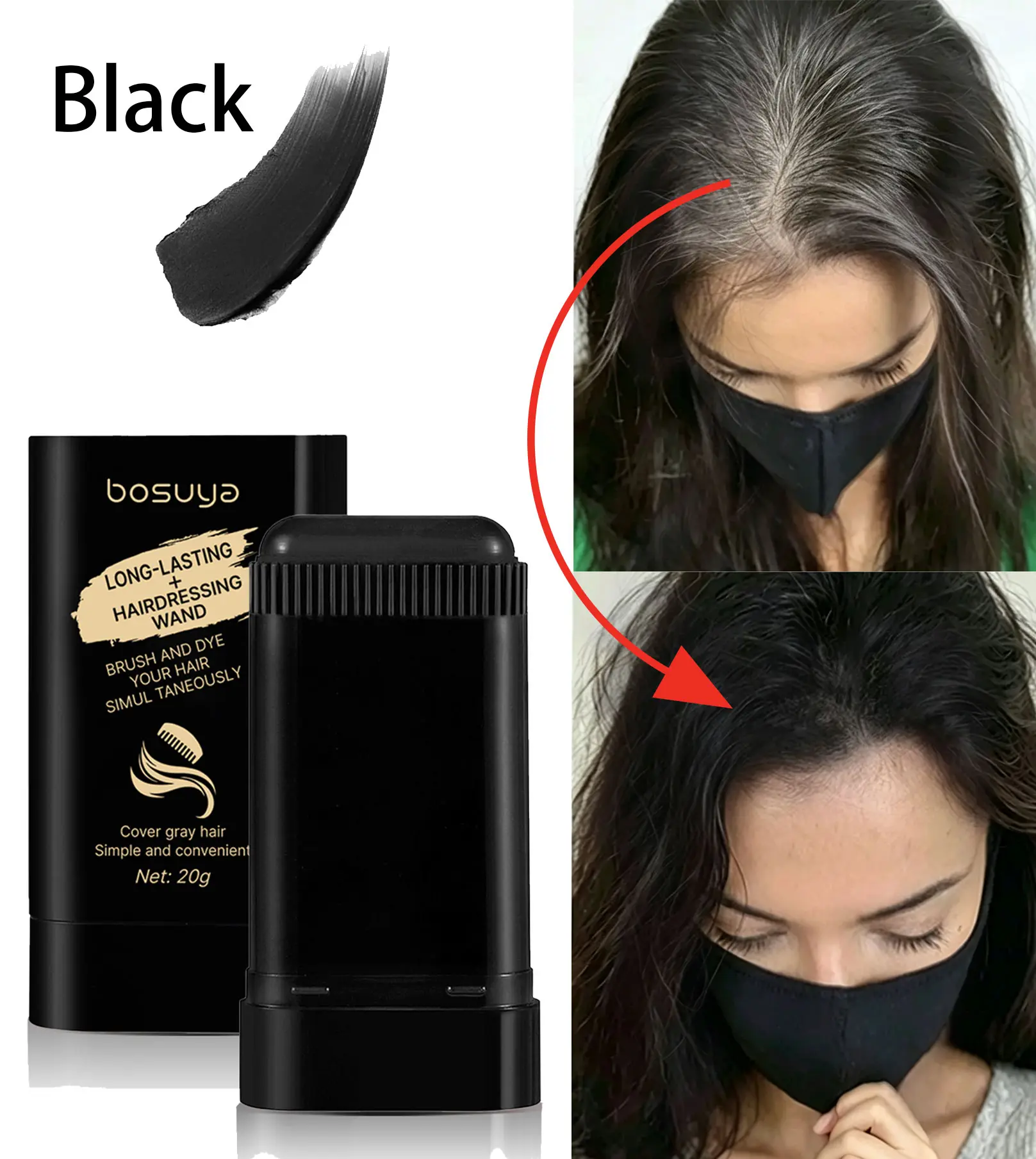 20ml Bosuya Ultimate Hair Dyeing Comb - Safe, gentle, and non damaging formula, easy to dye and clean, easy to use, quick touch up, suitable for white and blonde hair coverage, suitable for family travel use