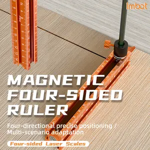 IMBOT Four-Sided Ruler Celling Leveling Ruler with Aluminum Alloy Wall& Magnetic Floor Tile Height Gauge Measurement Industrial Measuring Instrument for DIY Woodworking Carpentry Furniture Making and Construction   Hardware Tool