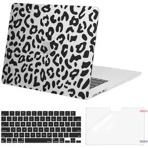 MOSISO Compatible with MacBook 15 inch Case 2025 2024 2023 Release M3 A3114 M2 A2941 with Touch ID, Plastic Leopard Grain Hard Shell Case  Keyboard Cover  Screen Protector, Transparent