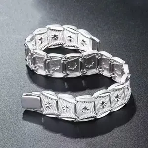 925 Sterling Silver Wide Bracelet - Stylish Euro Coin Design, 12mm, Hypoallergenic, Unisex, Ideal for Daily Wear & Special Occasions