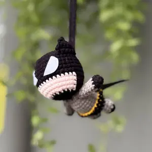 Bat Crochet Car Hanging, Personalized Gift for Hero Lovers, Handmade Amigurumi Mirror Charm, Cute New Car Gift for Him or Her