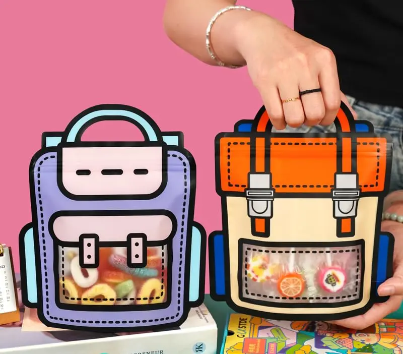 24PCS Plastic Gift Bags with Handles, Cartoon Backpack Bags for Party, Wedding, Birthday, Baby Shower, Bulk Goodie Bags for Candy, Party Favors, Snacks (Mixed Color, Large)