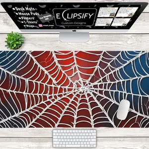Spider Web Desk Mat, Spider Web Mouse Pad, Red Mousepad, Blue Mousepad, Spider, Gamer Mouse Pad, Gamer Desk Mat, Man