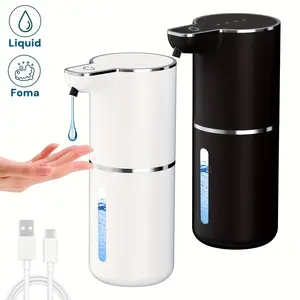 Touchless Smart Automatic Soap Dispenser, 4 Modes Adjustable, IPX5 Waterproof USB Rechargeable, Wall-Mounted Black Modern Style, Even Leak-Proof Dispensing, Multi-Use for Kitchen Bathroom Home Office School
