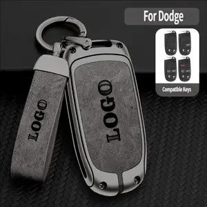 For Dodge key protective case, metal remote key case, suitable for Dodge and Jeep Grand Cherokee truck accessories, Dodge charger accessories, car key protective shell, key shell
