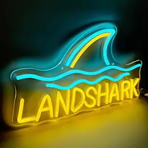 Landshark Neon Sign, Led Neon Lights, USB Powered Wall Mounted Neon Light, Decorative Neon Sign for Pool Party, Bar, Surf Club, Billiard Room, Tackle Shop
