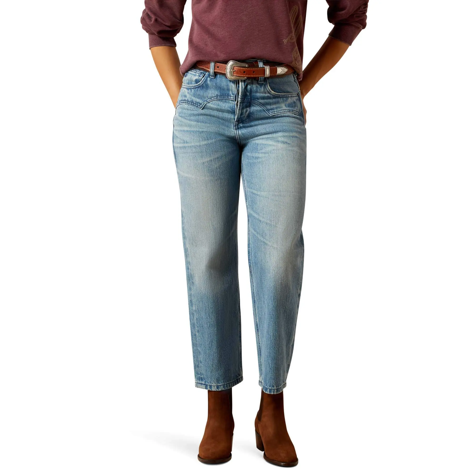 Women's Ultra High Rise Cheyenne Yoke Tomboy Straight Leg Jeans