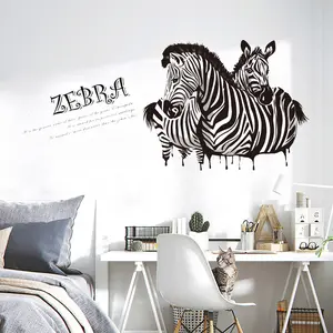 1 Set of personalized zebra art wall stickers, black and white trendy wall decoration stickers, suitable for home decoration, glass decoration, bedroom living room wall decoration, etc., self-adhesive and detachable waterproof stickers