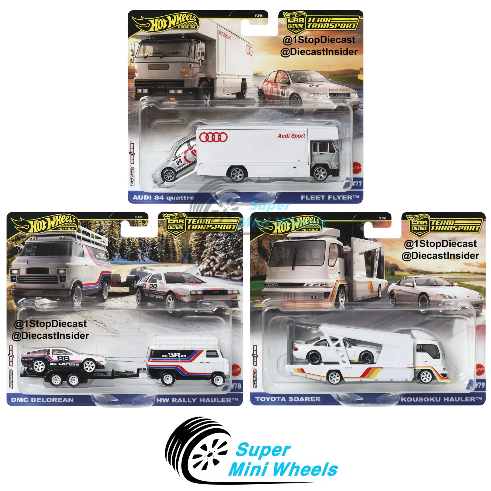 Hot Wheels 2025 Car Culture Team Transport F Case Set of 3 Cars