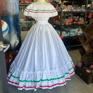 2 piece set Folklore Mexican Solid  skirt and blouse Womenswear