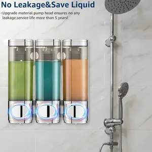 Reusable Plastic Containers for Liquid Soap & Body Wash, 3-Pack 10.14 Oz Bathroomshower Pumps for Shampoo & Conditioner Storage