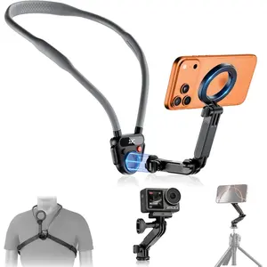 Lightweight   Mount for Phone & Action Camera,  Holder with 3 Removable Arms for  17 16 15 Series Android Osmo360 Action 5Pro Hero 13,POV/Vlog Selfie Mount Necklace Holder