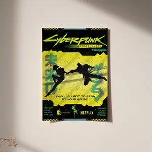 Cyberpunk  Edgerunners David and Lucy V4 Decorative Painting Canvas Poster (Unframed) Polyester Vintage Game Wall Decor Canvas Painting Unframed HD Polyester Print