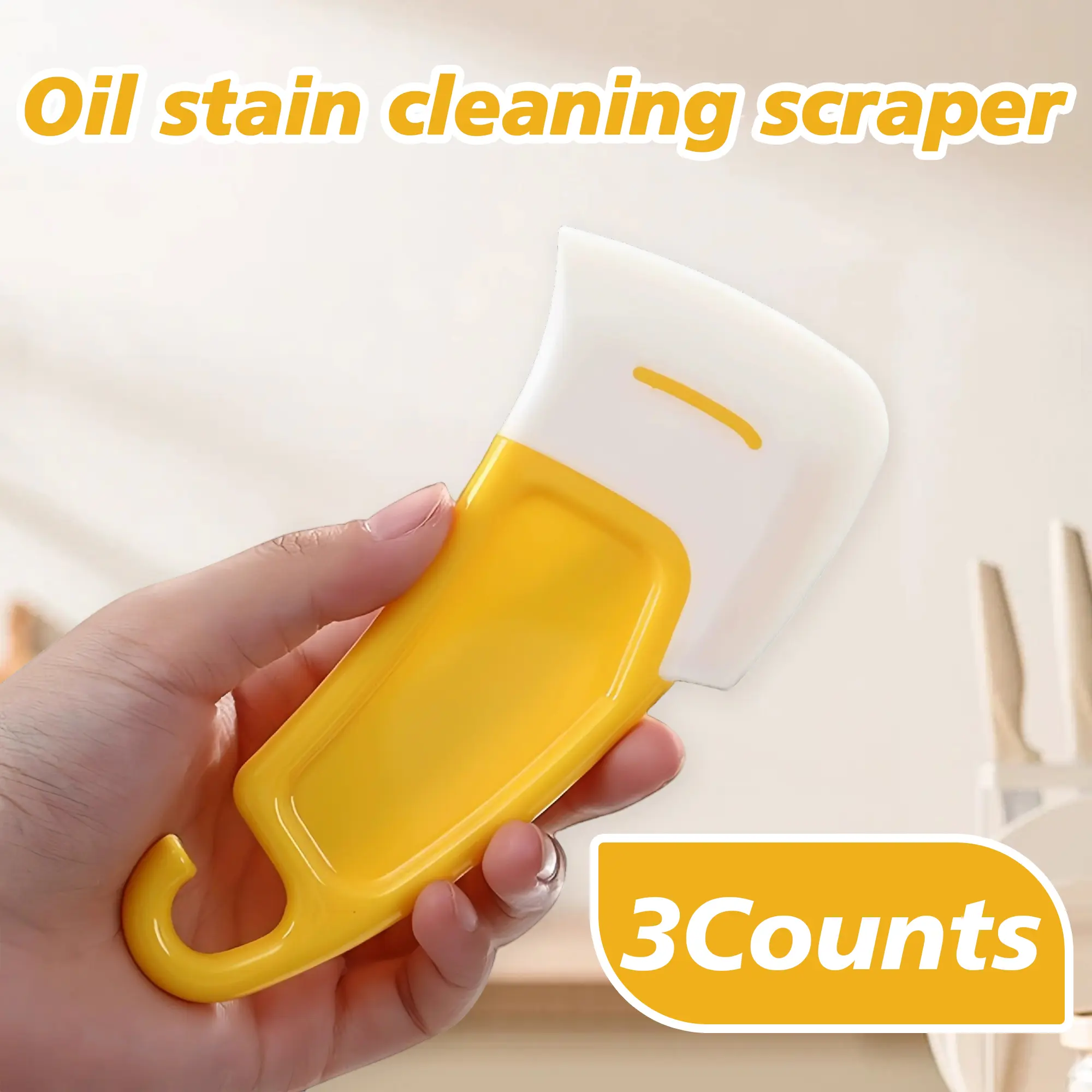 3 Counts Heat Resistant Silicone Scraper，Remove Food Rubber Spatula Tools for Cleaning/Mixing/Baking/Cooking，Non Stick Kitchen Scraper for Removing Oil